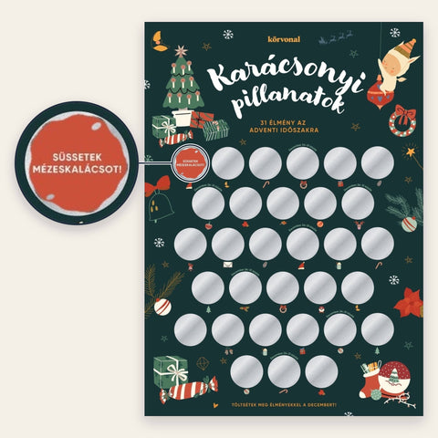 Karácsonyi Pillanatok kaparós poszter – egy lekapart mező közelről