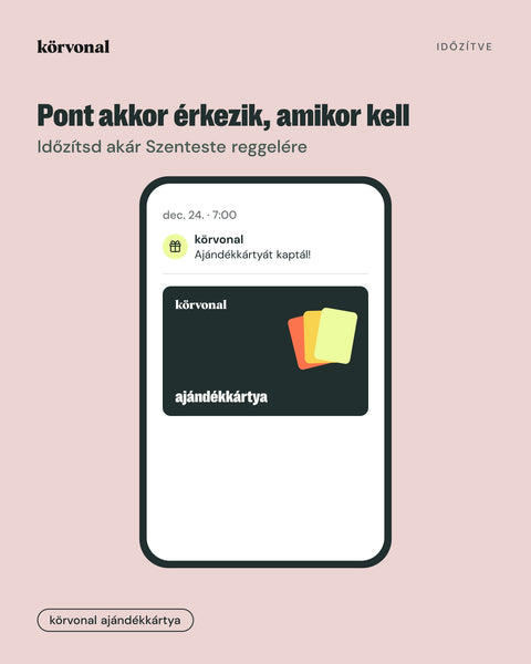 A körvonal ajándékkártya időzítve érkezik emailben, akár Szenteste reggelére